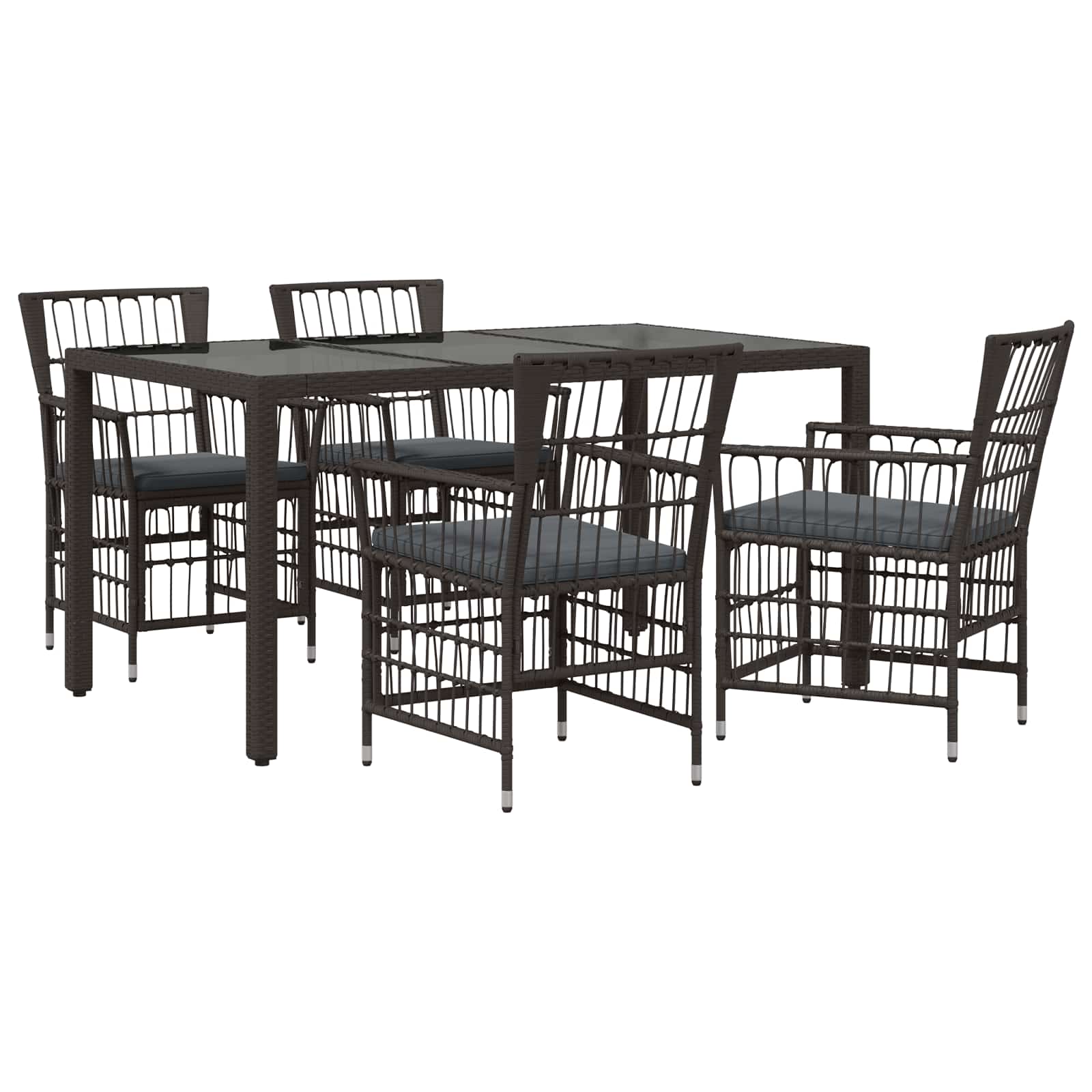 Set da pranzo per esterni 5 pz Nero polyrattan
