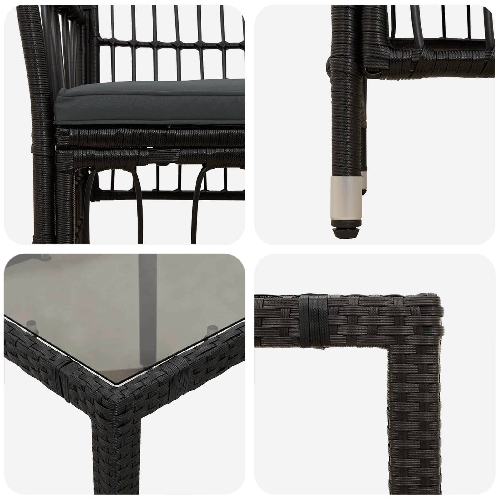 Set da pranzo per esterni 5 pz Nero polyrattan