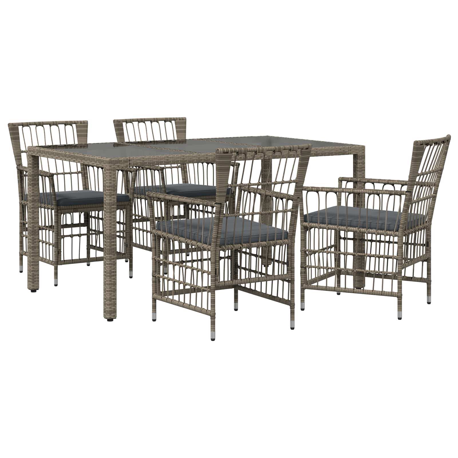 Set da pranzo per esterni 5 pz Grigio polyrattan