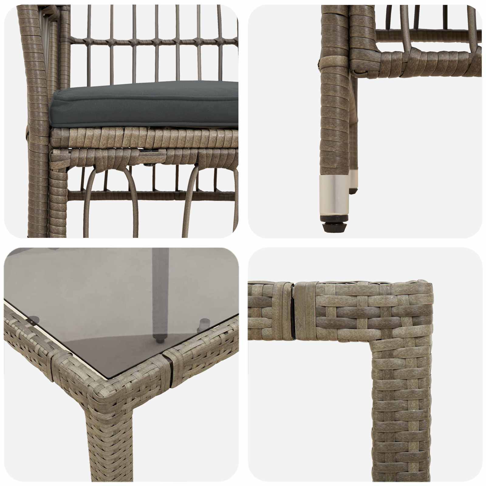 Set da pranzo per esterni 5 pz Grigio polyrattan