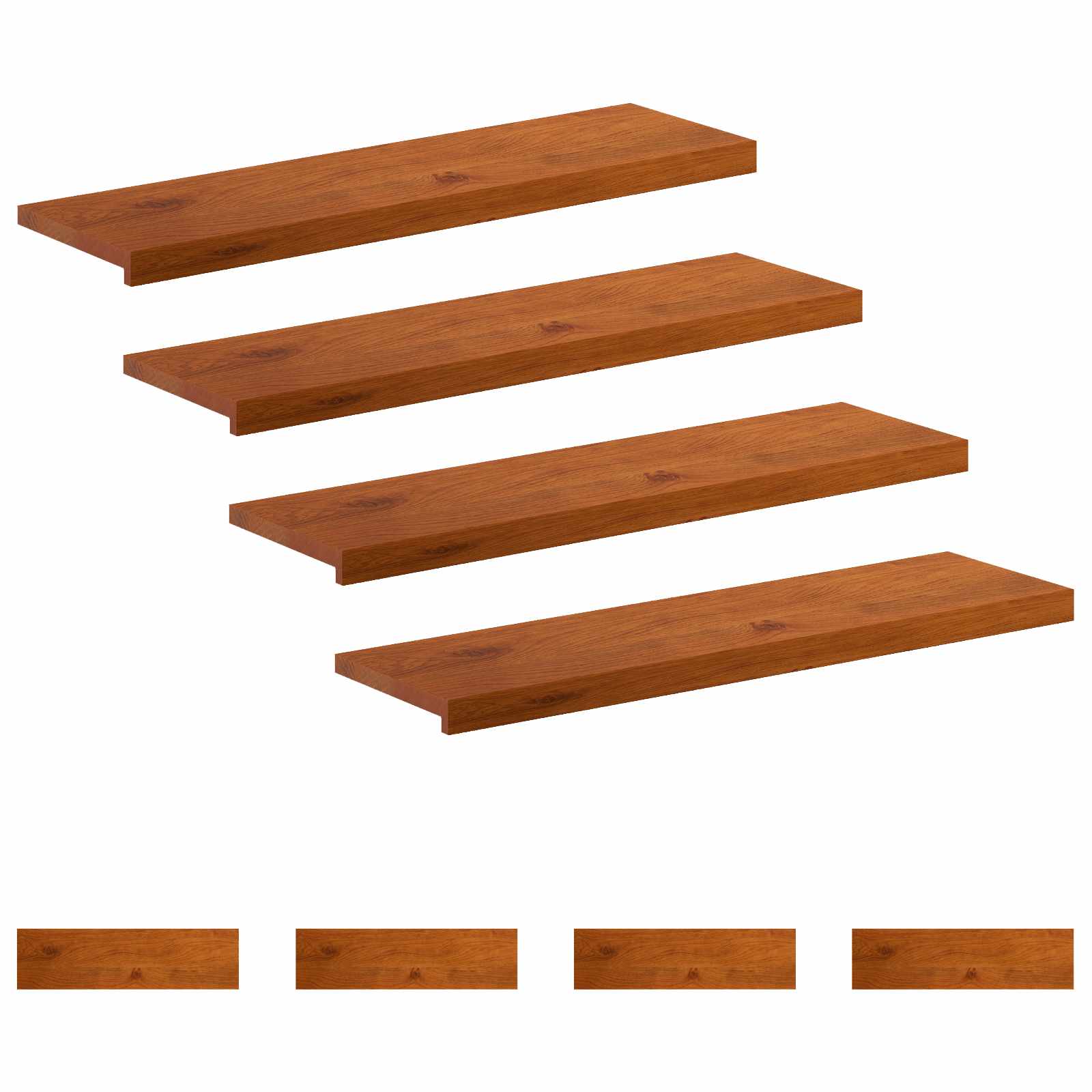 Gradini per Scale 8 pz 90 x 25 x 2 cm Marrone