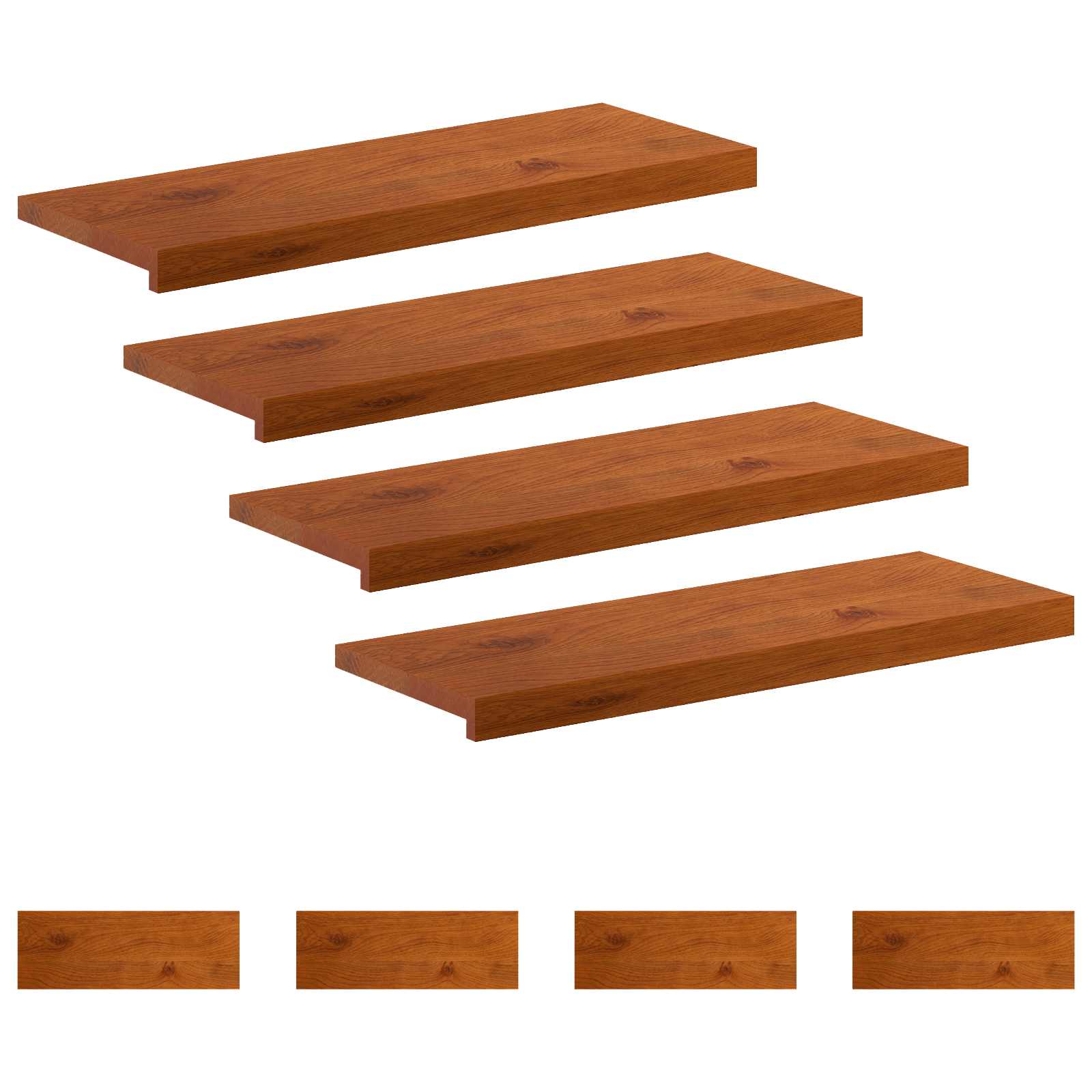 Gradini per Scale 8 pz 80 x 30 x 2 cm Marrone