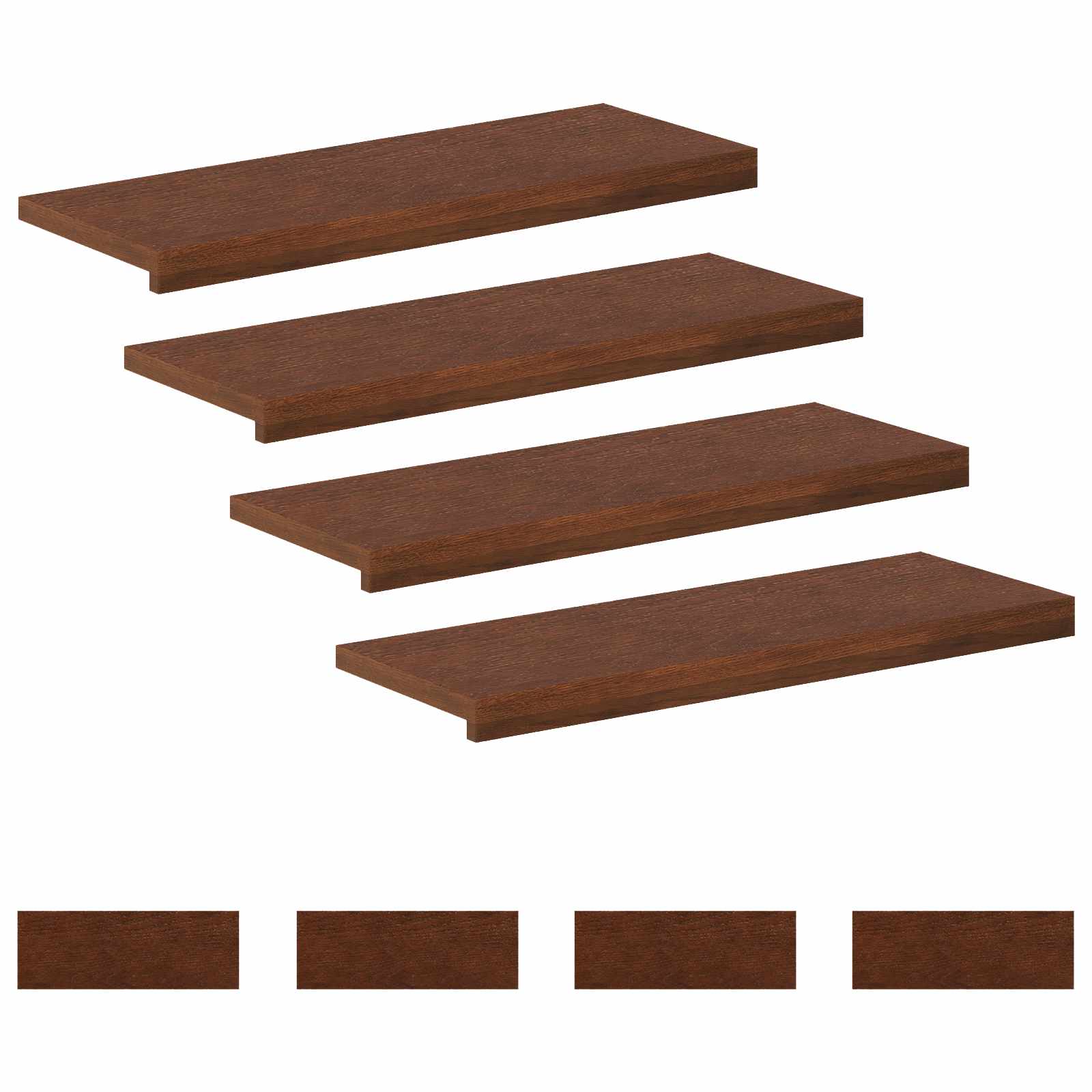 Gradini per Scale 8 pz 80 x 25 x 2 cm Marrone Scuro