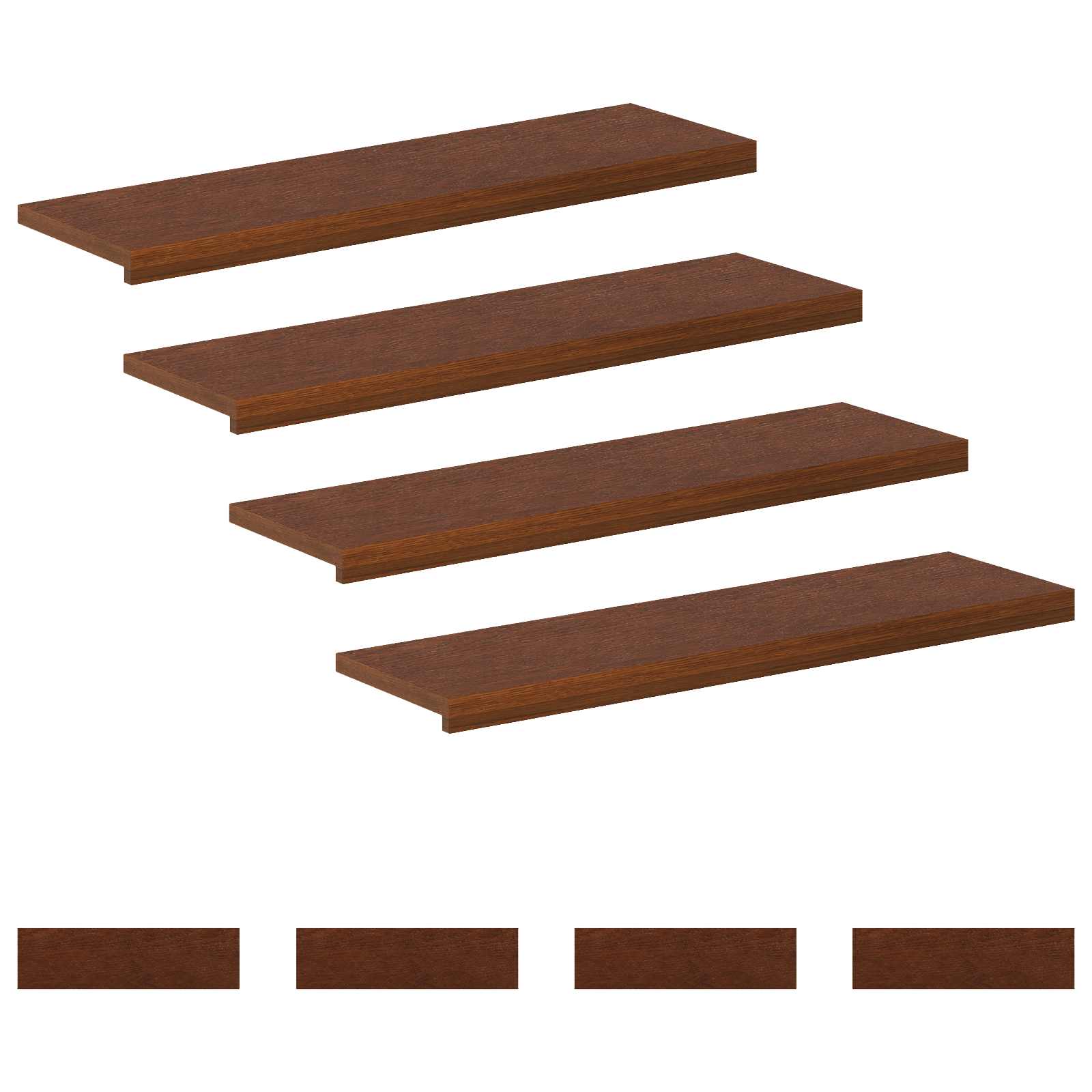 Gradini per Scale 8 pz 100 x 25 x 2 cm Marrone Scuro