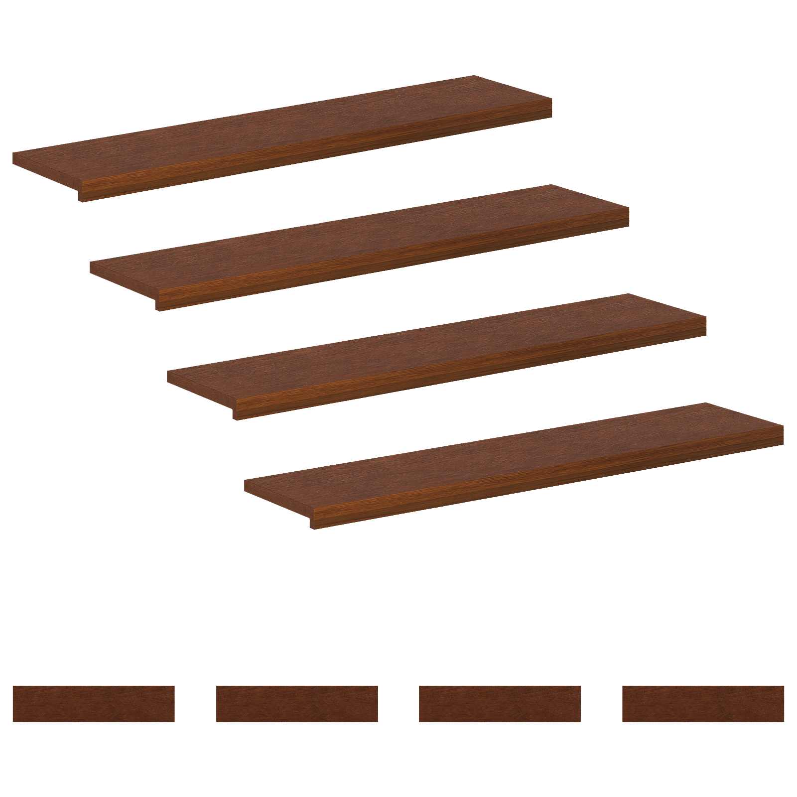 Gradini per Scale 8 pz 120 x 30 x 2 cm Marrone Scuro