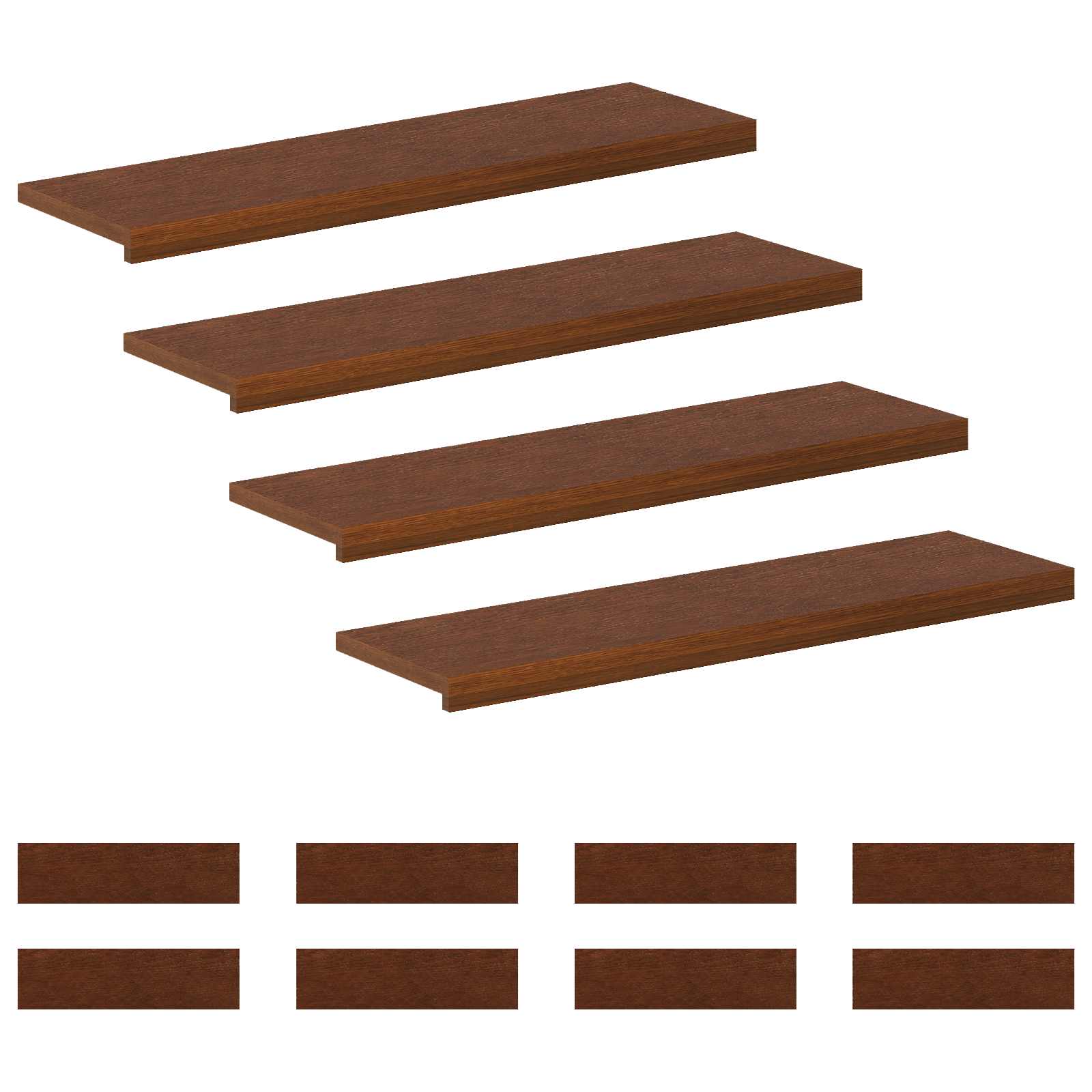 Gradini per Scale 12 pz 100 x 25 x 2 cm Marrone Scuro