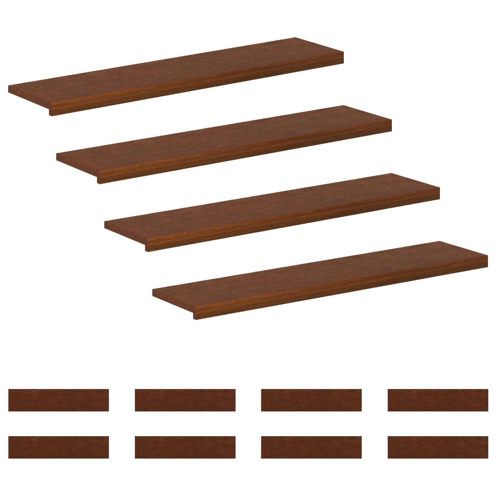 Gradini per Scale 12 pz 120 x 25 x 2 cm Marrone Scuro