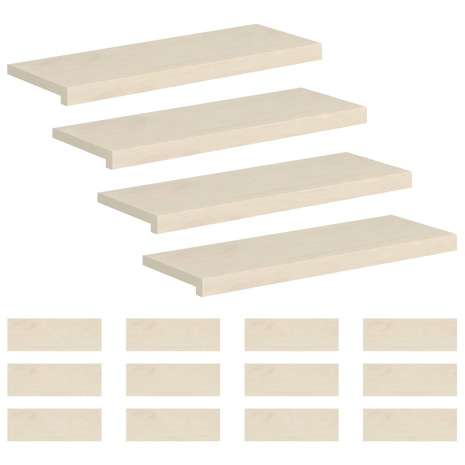 Gradini per Scale 16 pz 80 x 30 x 2 cm Bianco