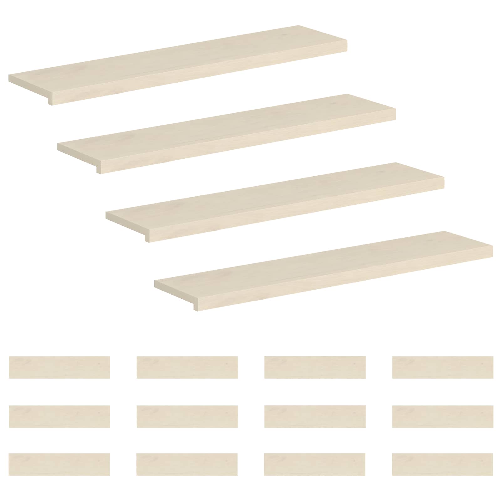 Gradini per Scale 16 pz 120 x 30 x 2 cm Bianco