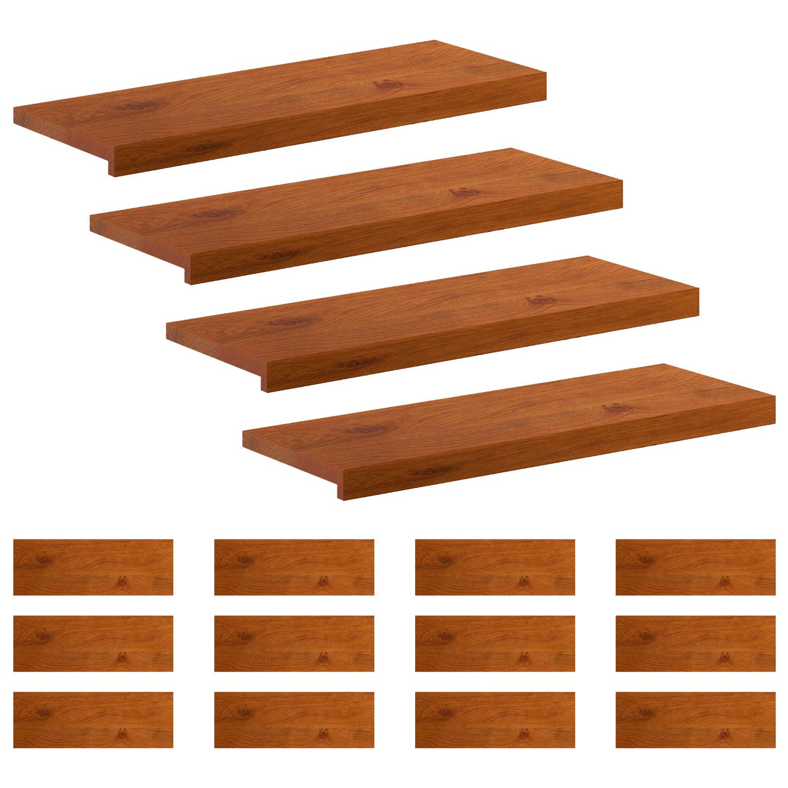Gradini per Scale 16 pz 80 x 25 x 2 cm Marrone