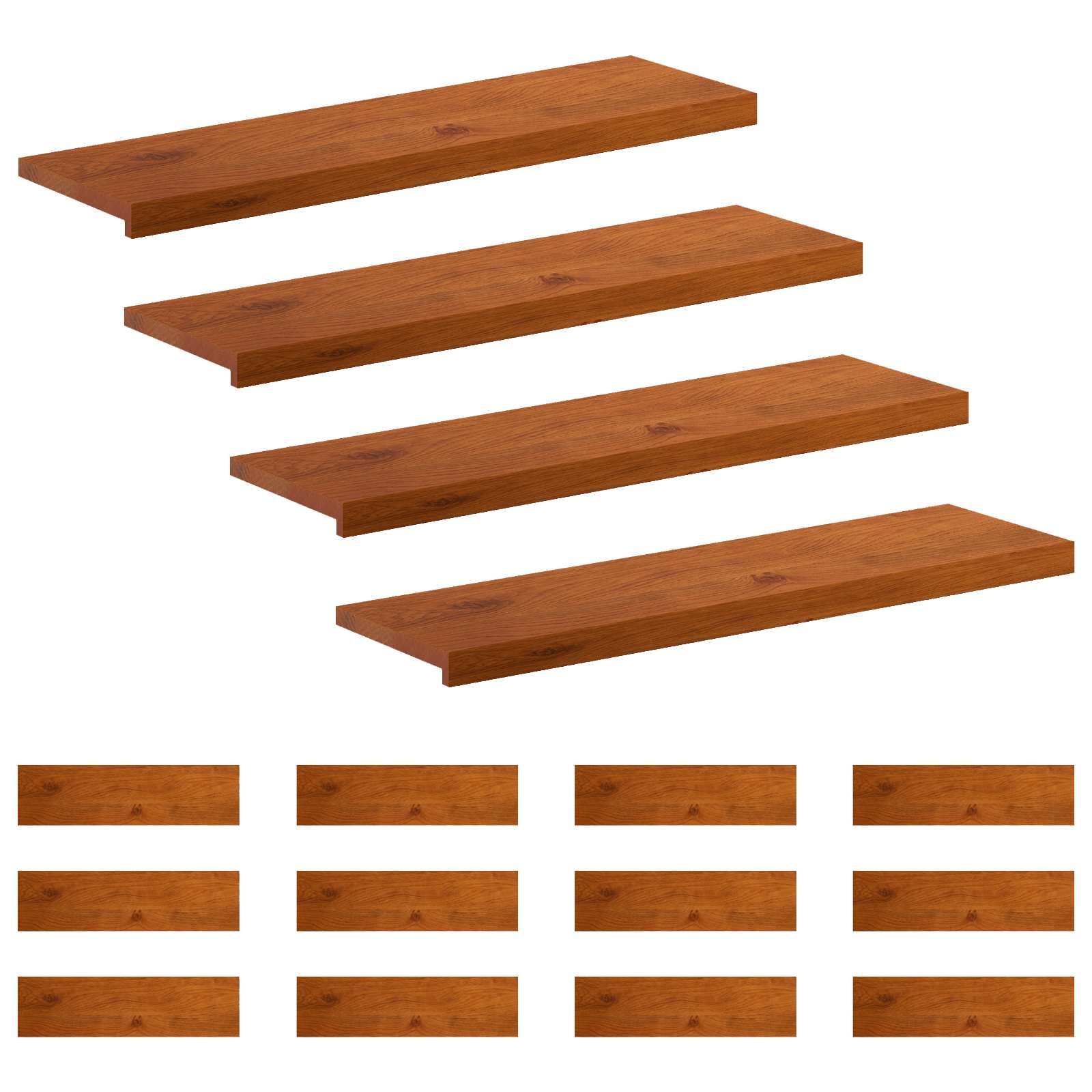Gradini per Scale 16 pz 100 x 30 x 2 cm Marrone