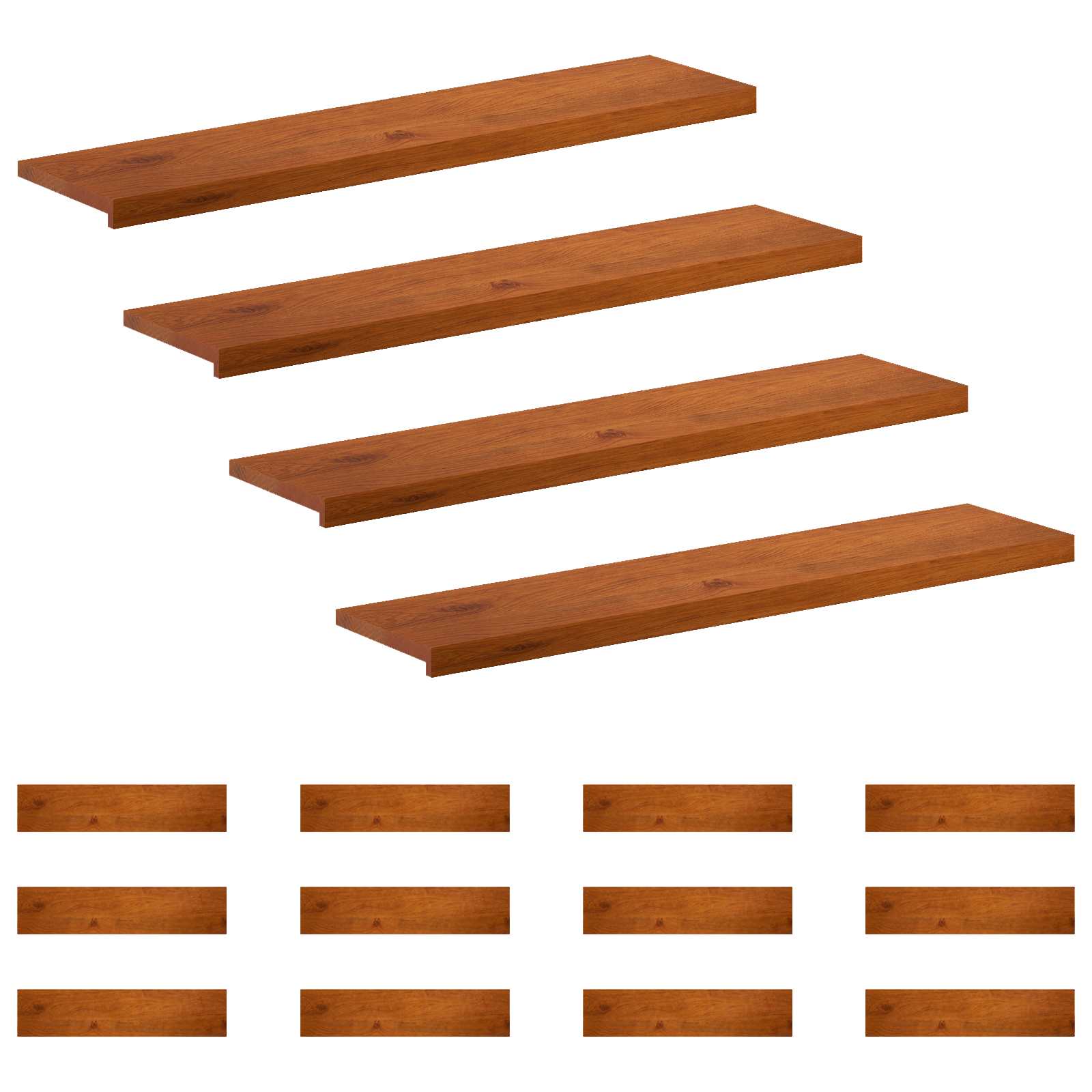 Gradini per Scale 16 pz 110 x 30 x 2 cm Marrone