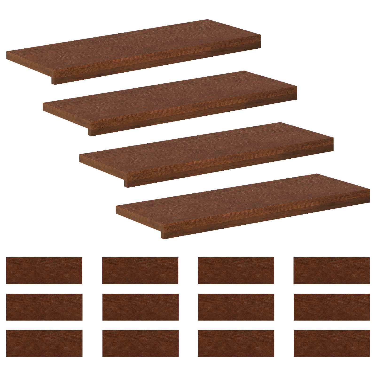 Gradini per Scale 16 pz 80 x 30 x 2 cm Marrone Scuro