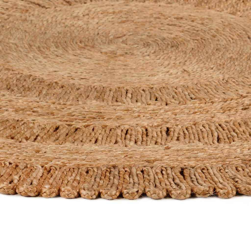 Tappeto Lavorato a Mano in Juta Intrecciata 90 cm Rotondo