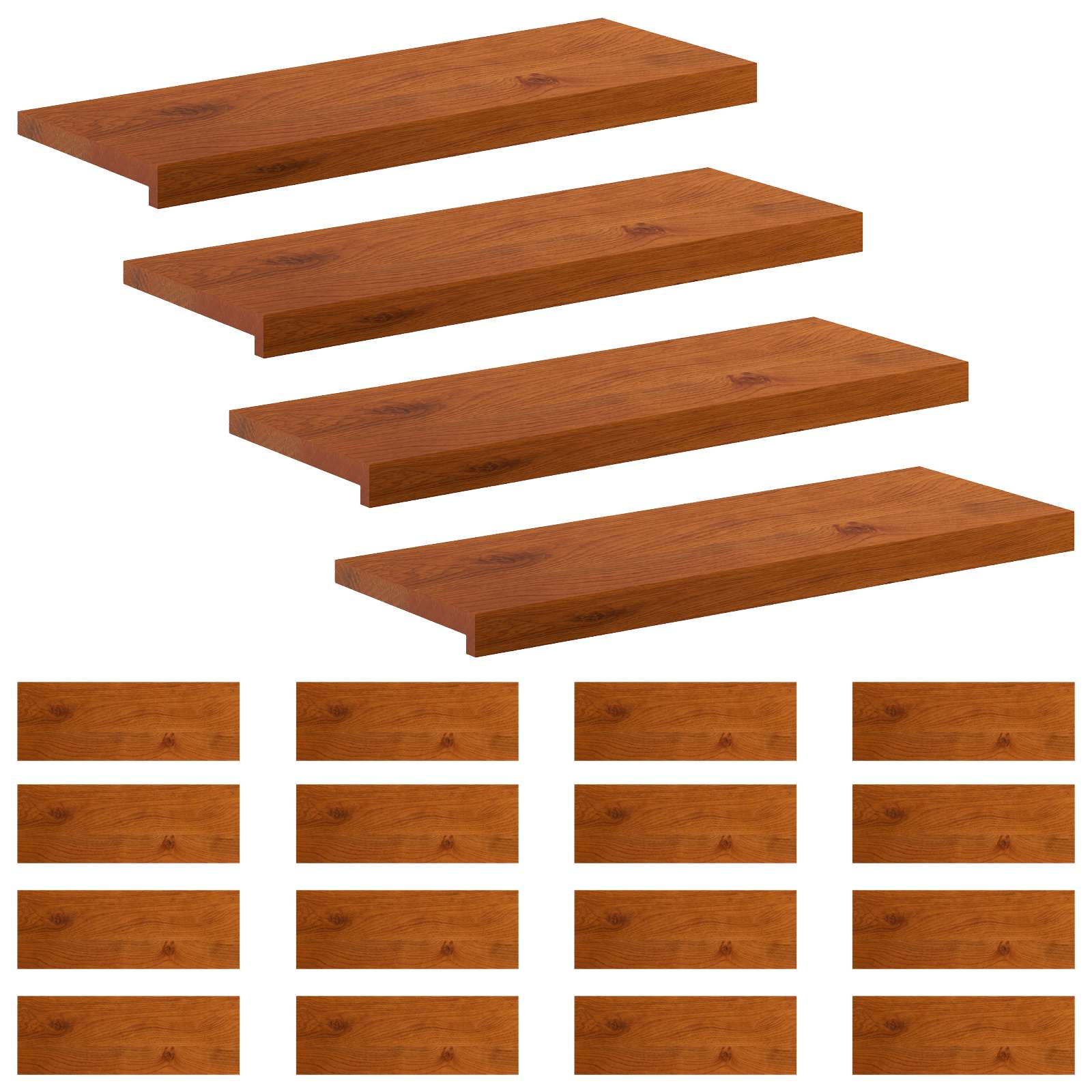 Gradini per Scale 20 pz 80 x 25 x 2 cm Marrone