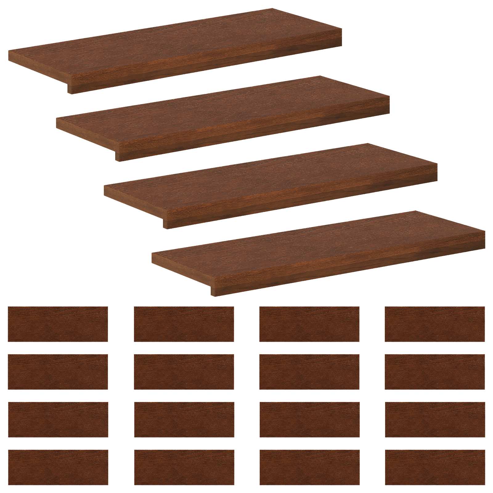 Gradini per Scale 20 pz 80 x 25 x 2 cm Marrone Scuro