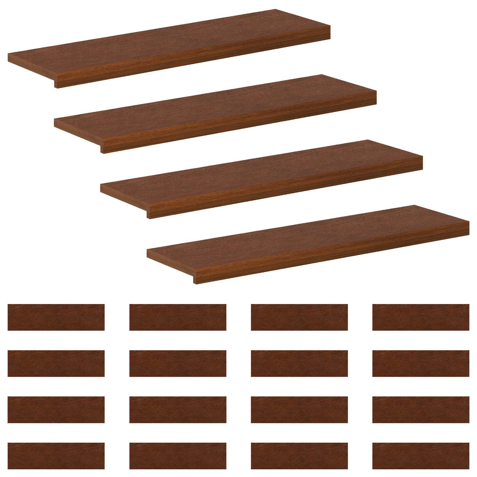 Gradini per Scale 20 pz 100 x 25 x 2 cm Marrone Scuro