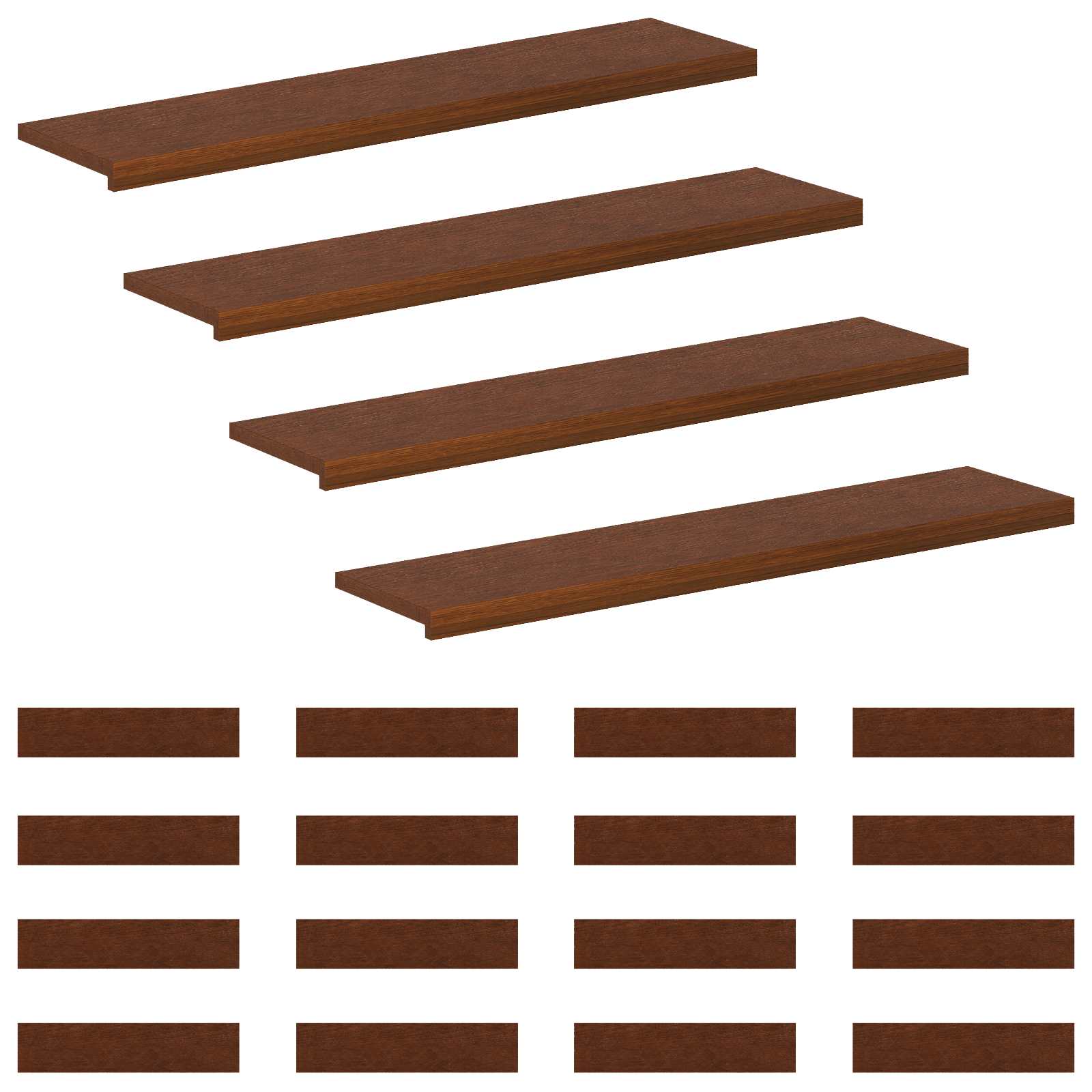Gradini per Scale 20 pz 120 x 30 x 2 cm Marrone Scuro