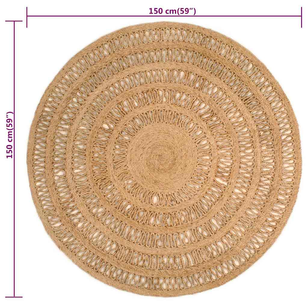 Tappeto Lavorato a Mano in Juta Intrecciata 150 cm Rotondo