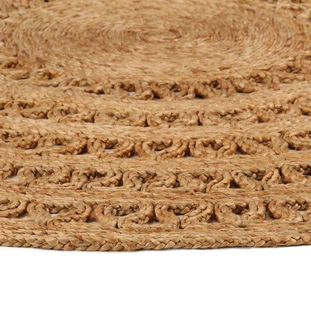 Tappeto Lavorato a Mano in Juta Intrecciata 90 cm Rotondo