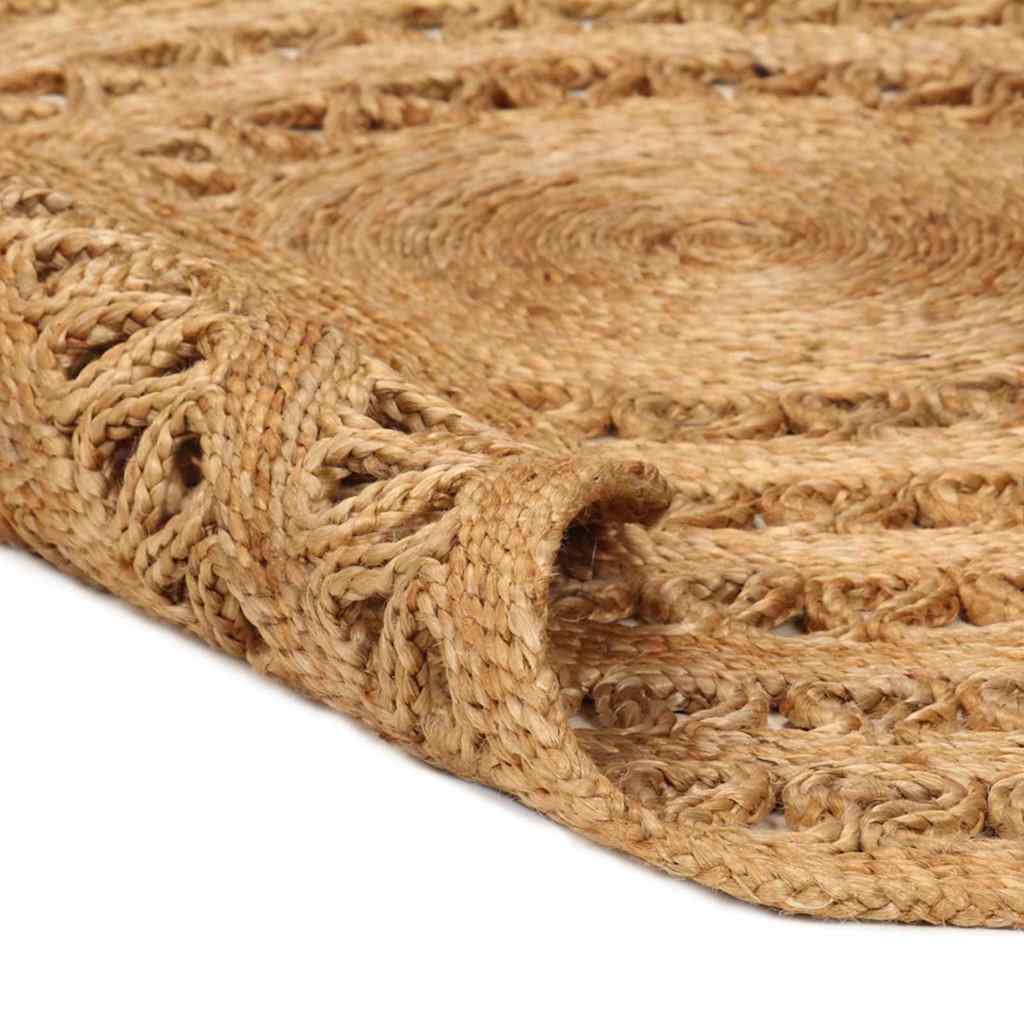 Tappeto Lavorato a Mano in Juta Intrecciata 90 cm Rotondo