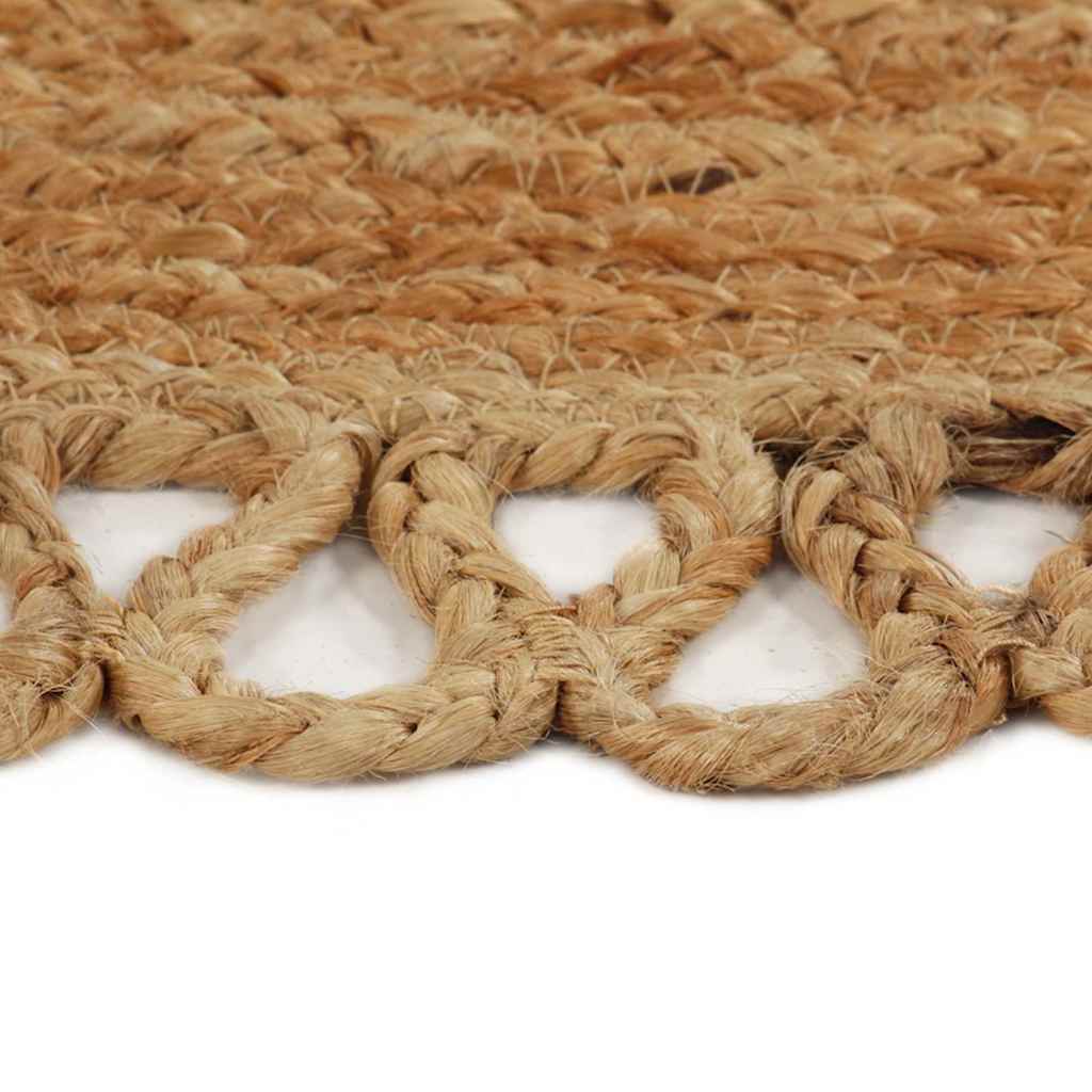 Tappeto Intrecciato con Bordo Ondulato 150 cm Iuta Rotondo