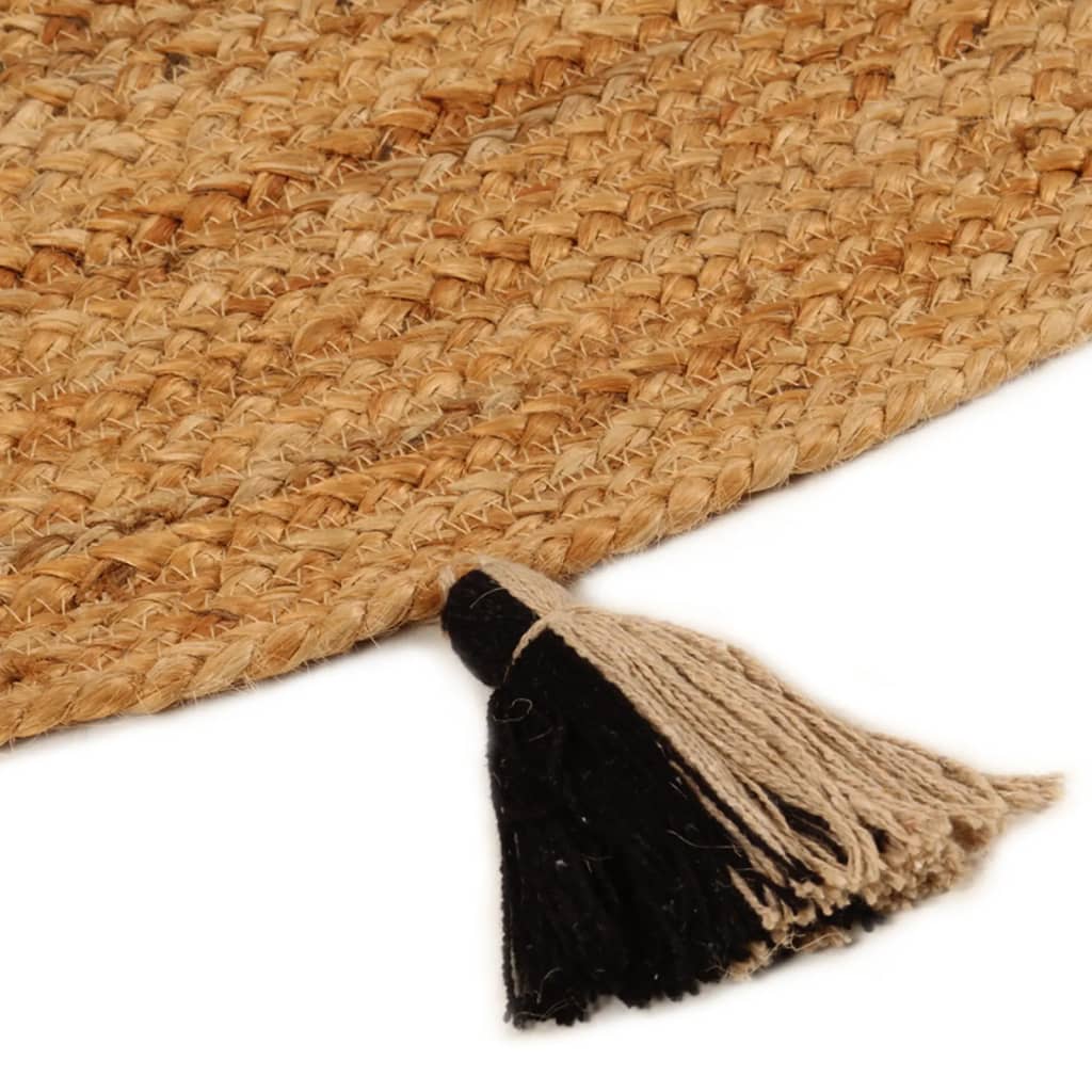 Tappeto Intrecciato con Nappe 90cm Iuta Rotondo