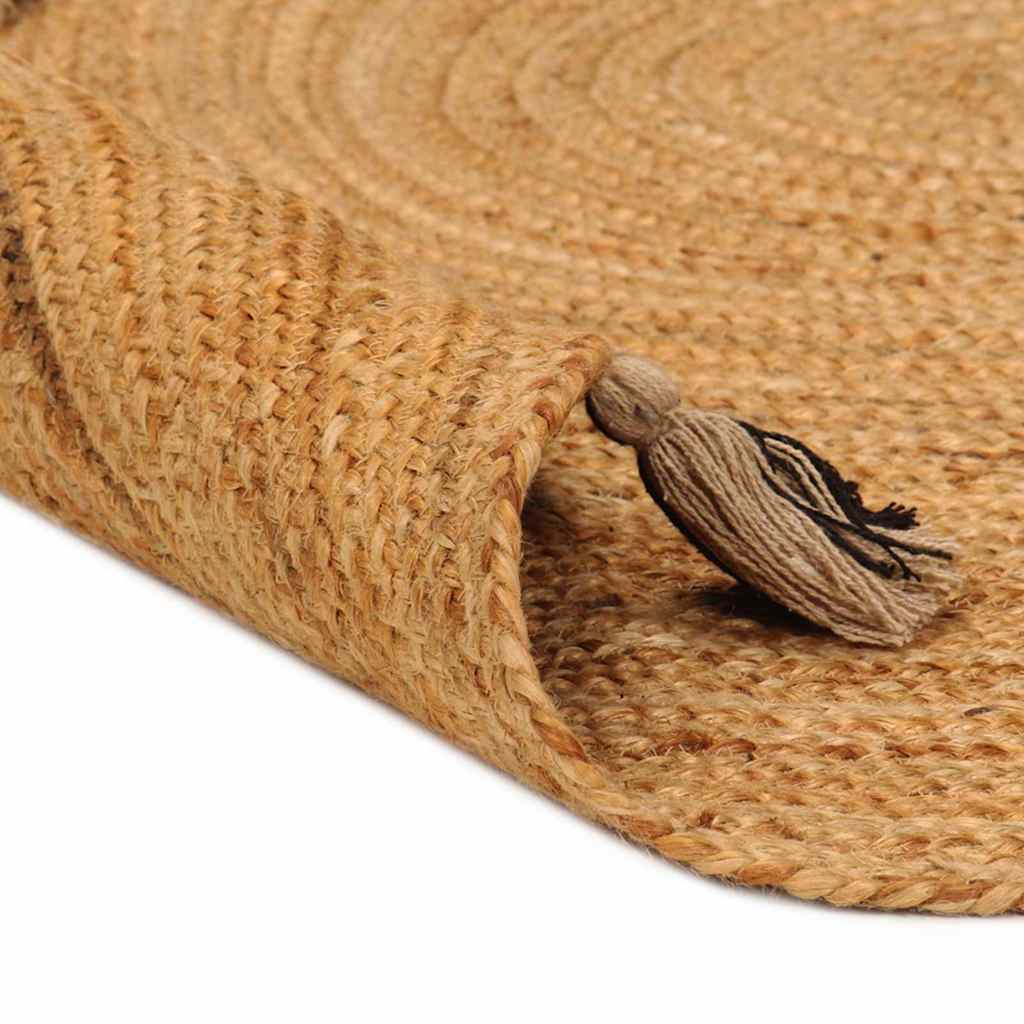 Tappeto Intrecciato con Nappe 150 cm Iuta Rotondo