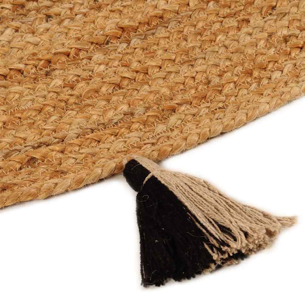 Tappeto Intrecciato con Nappe 150 cm Iuta Rotondo