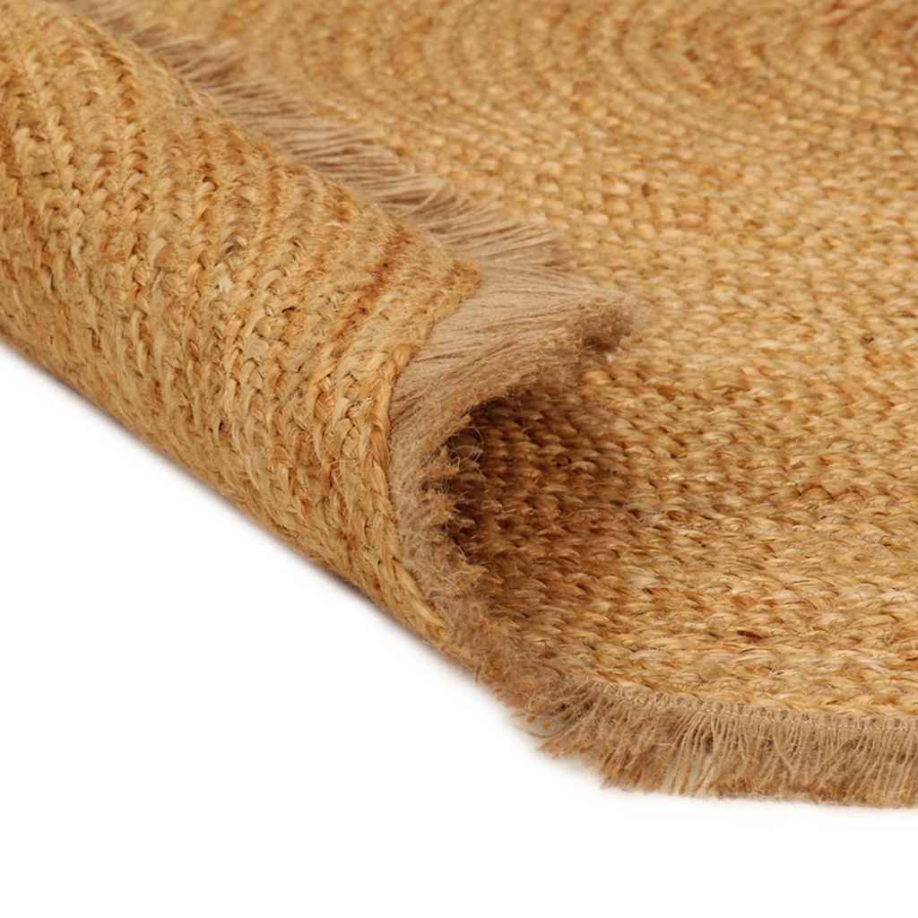 Tappeto Intrecciato con Bordo a Balze 120 cm Iuta Rotondo