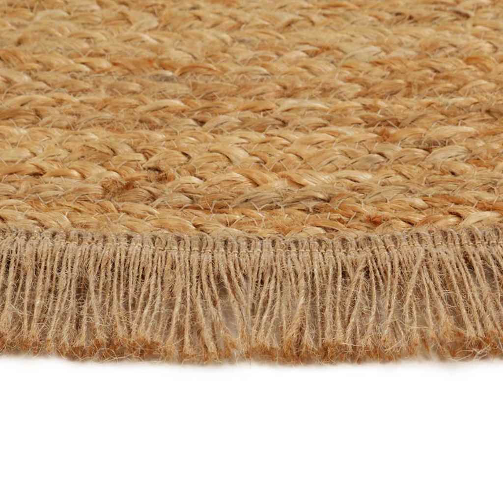 Tappeto Intrecciato con Bordo a Balze 120 cm Iuta Rotondo