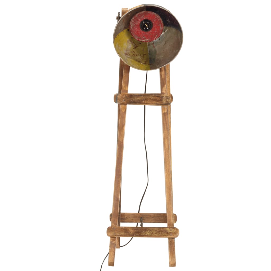 Lampada da Terra Multicolore E27 in Legno Massello di Mango