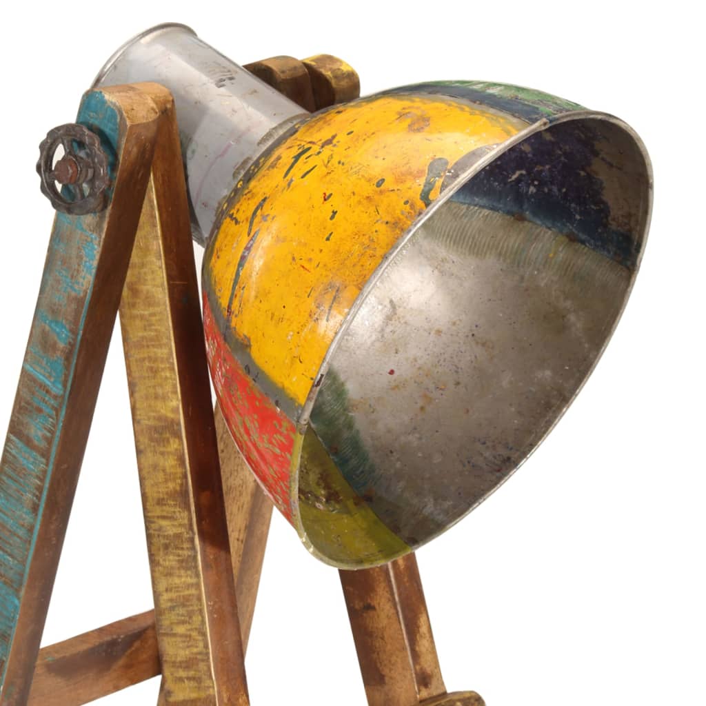 Lampada da Terra Multicolore E27 in Legno Massello di Mango