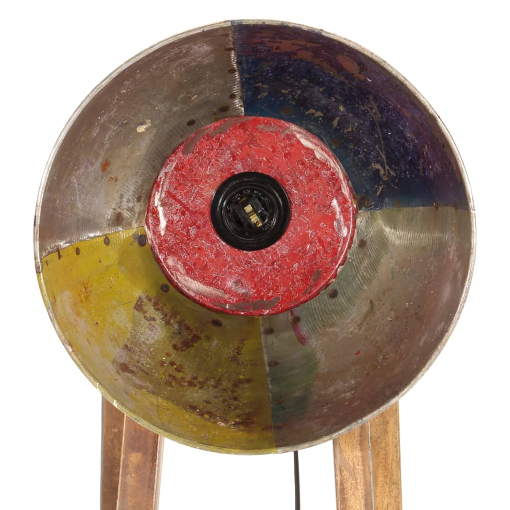 Lampada da Terra Multicolore E27 in Legno Massello di Mango