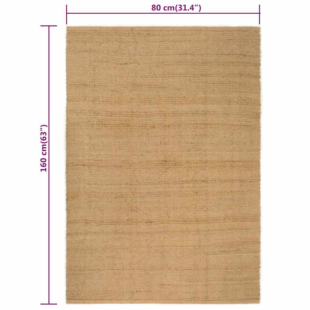 Tappeto Rettangolare Naturale 80x160 cm in Juta