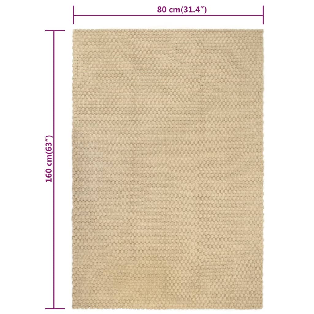 Tappeto Rettangolare Naturale 80x160 cm in Cotone