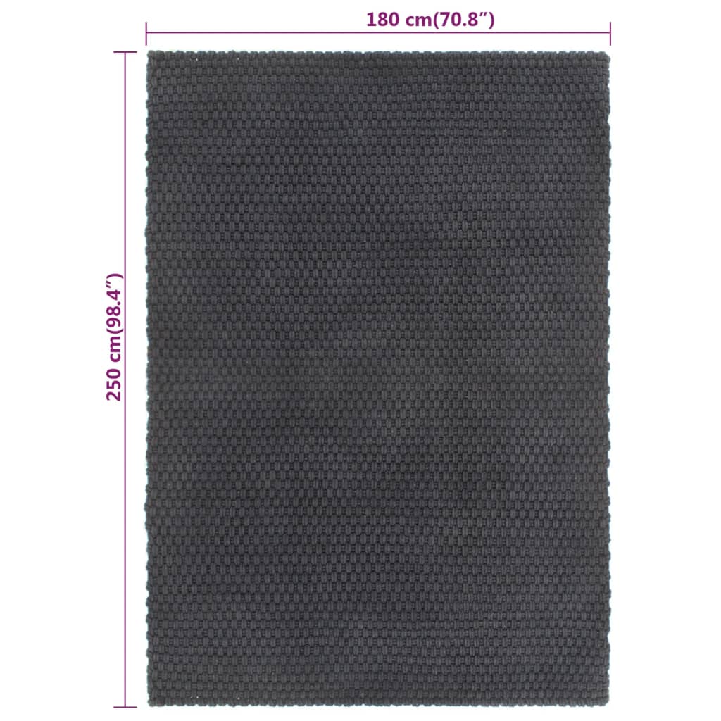 Tappeto Rettangolare Antracite 180x250 cm in Cotone