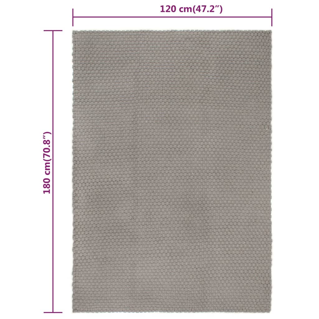 Tappeto Rettangolare Grigio 120x180 cm in Cotone