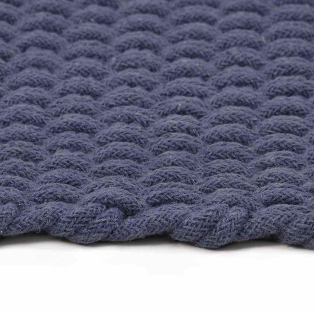 Tappeto Rettangolare Blu Marino 200x300 cm in Cotone