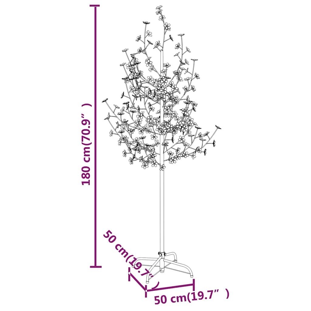 Albero di Ciliegio con 200 LED Bianco Caldo 180 cm