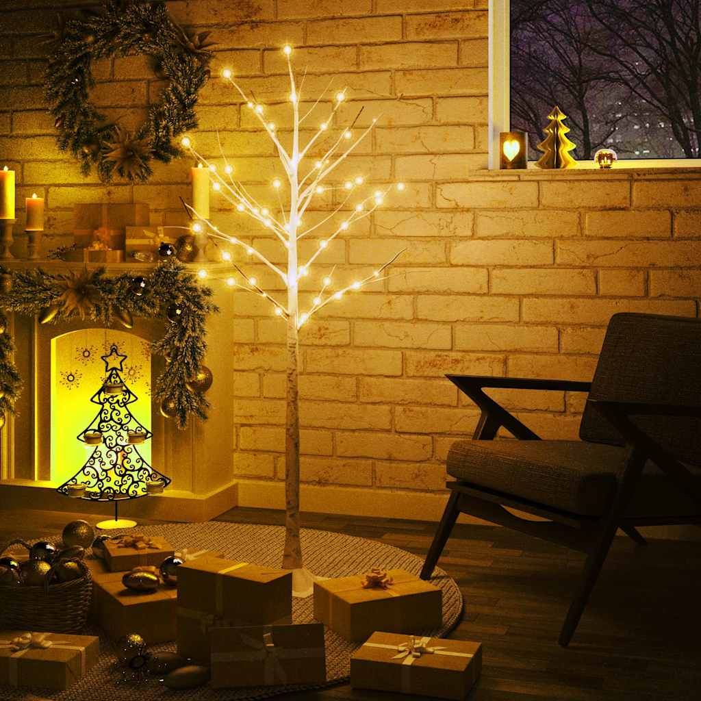 Betulla con LED Bianco Caldo 72 LED 150 cm