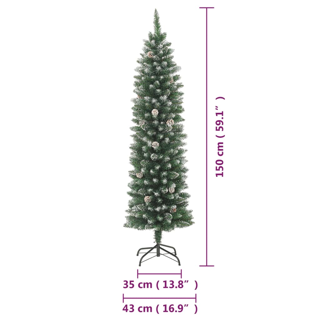 Albero di Natale Artificiale Sottile con Base 150 cm PVC