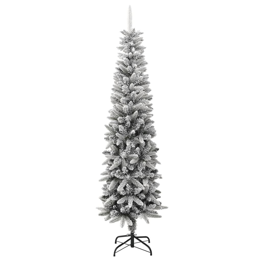 Albero Natale Artificiale Sottile Neve Floccata 240 cm PVC e PE