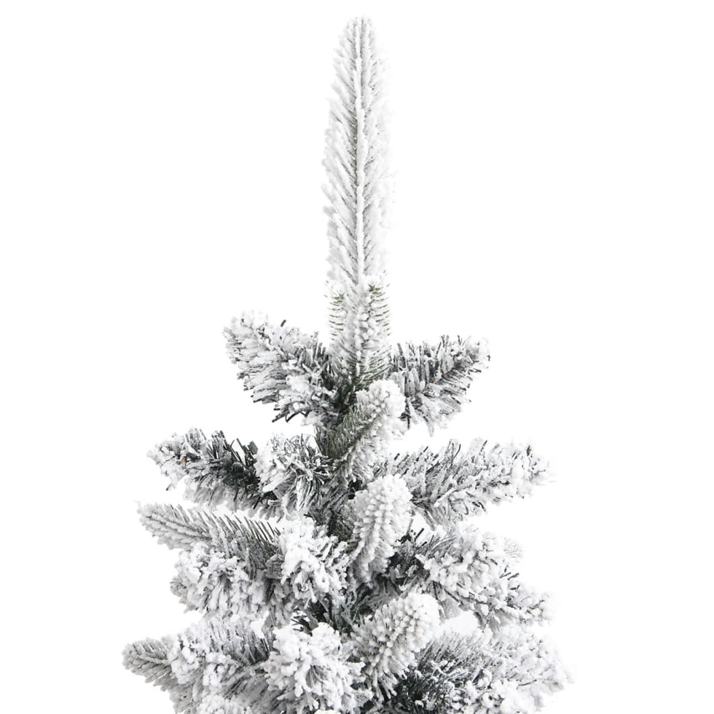 Albero Natale Artificiale Sottile Neve Floccata 240 cm PVC e PE