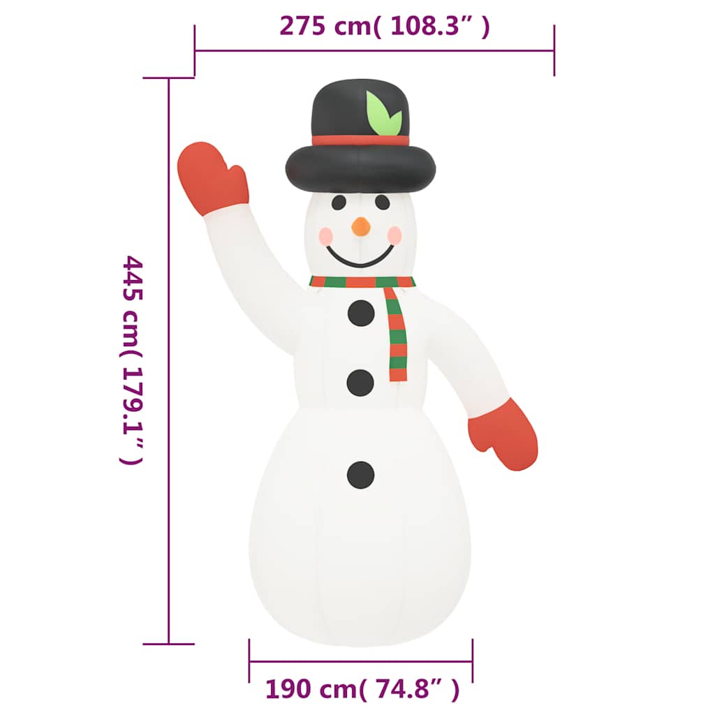 Pupazzo di Neve Natalizio Gonfiabile con LED 455 cm