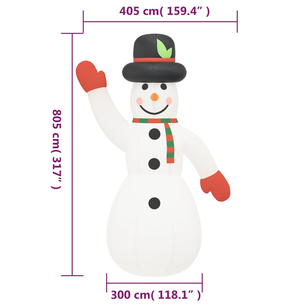 Pupazzo di Neve Natalizio Gonfiabile con LED 805 cm