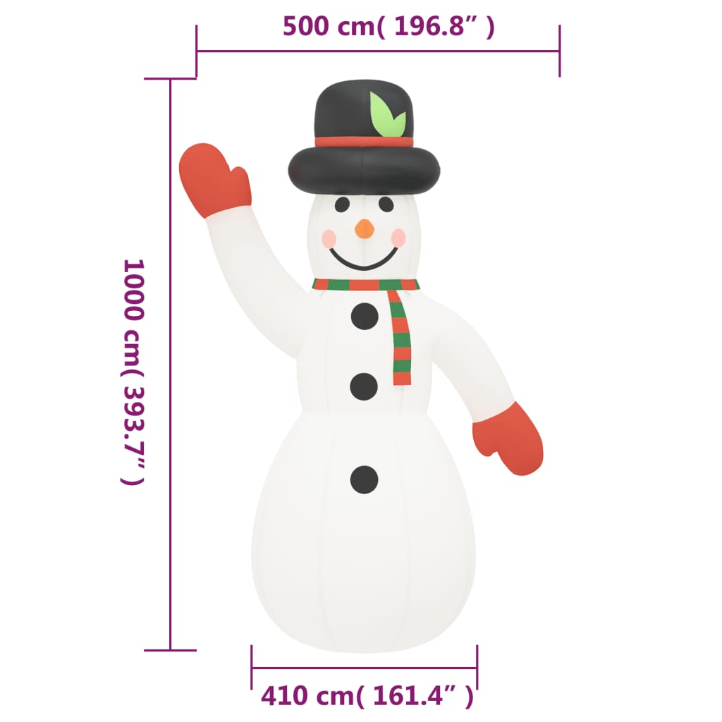 Pupazzo di Neve Natalizio Gonfiabile con LED 1000 cm