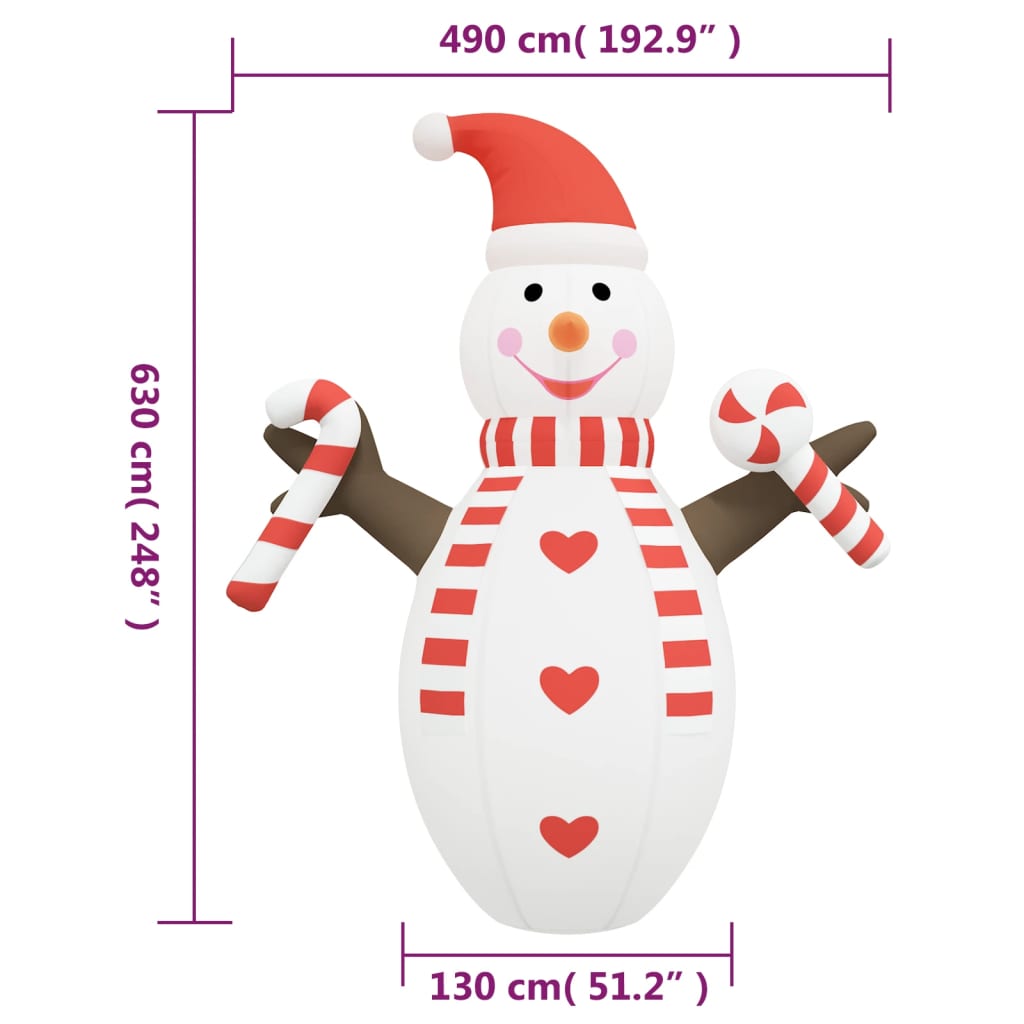 Pupazzo di Neve Natalizio Gonfiabile con LED 630 cm