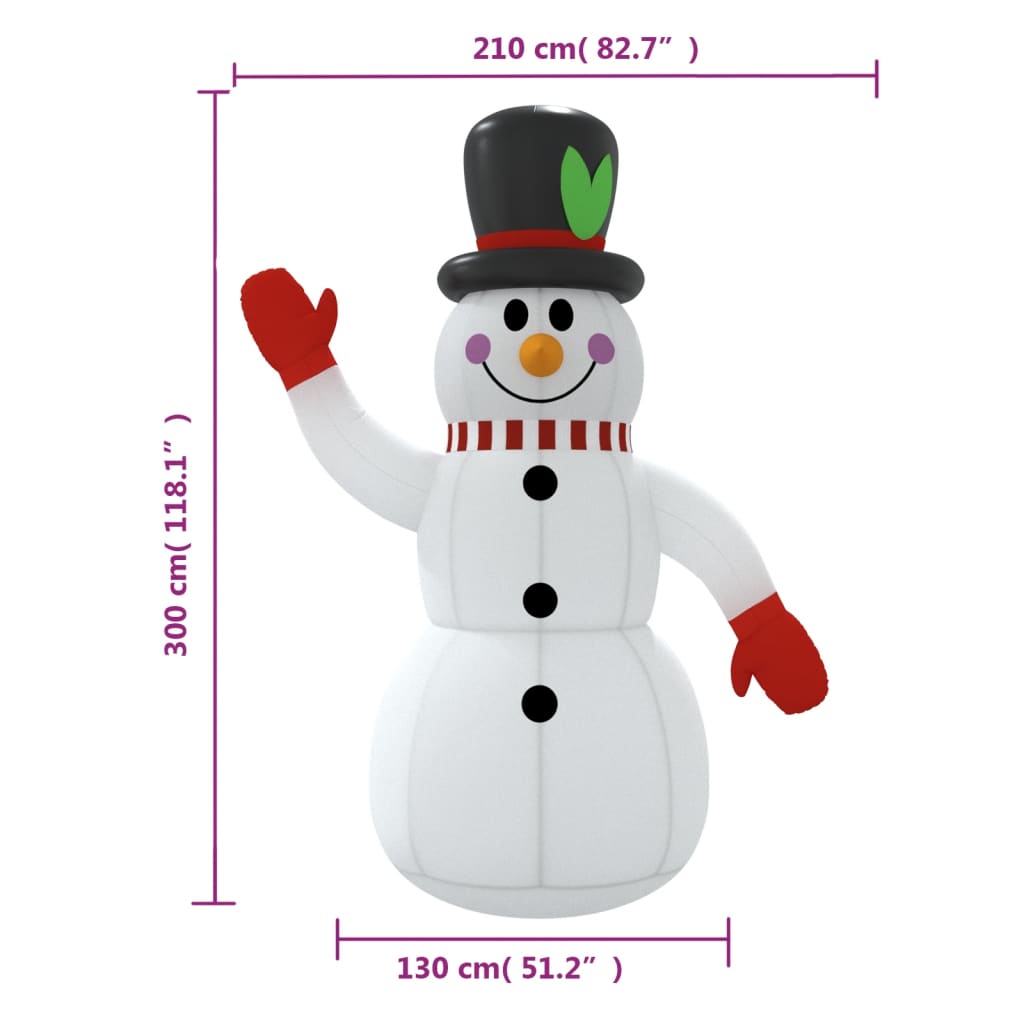 Pupazzo di Neve Gonfiabile con LED 300 cm