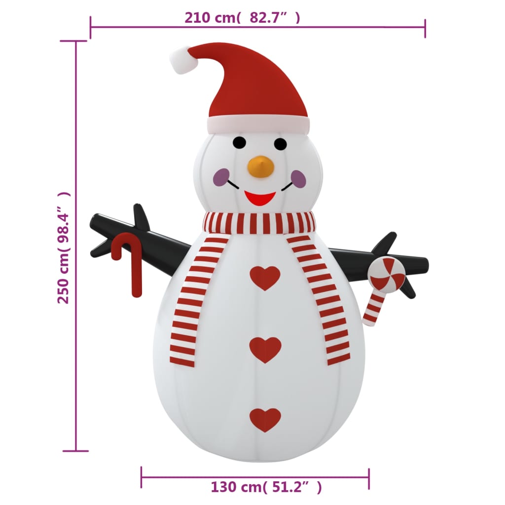 Pupazzo di Neve Gonfiabile con LED 250 cm